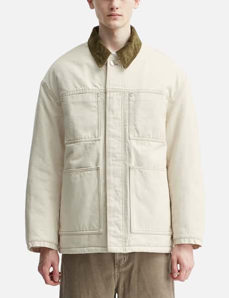 White Cotton Padded Worker Jacket view 10