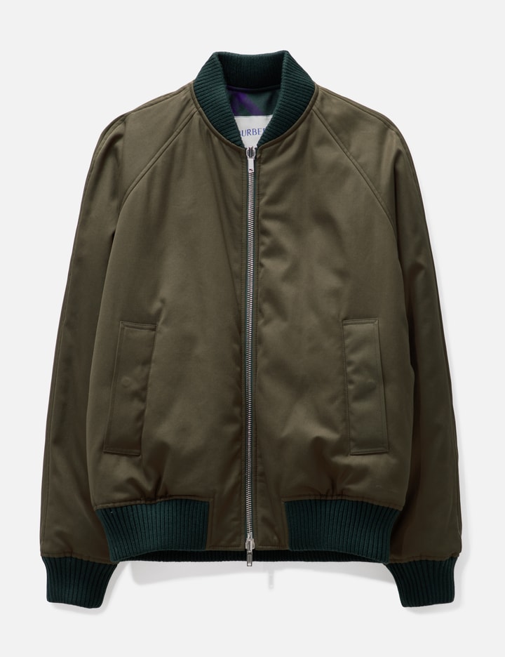 Shop Burberry Reversible Check Bomber Jacket In Green