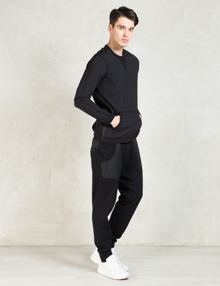 Black Ripstop Stretch Nylon/midweight Terry Pants Placeholder Image