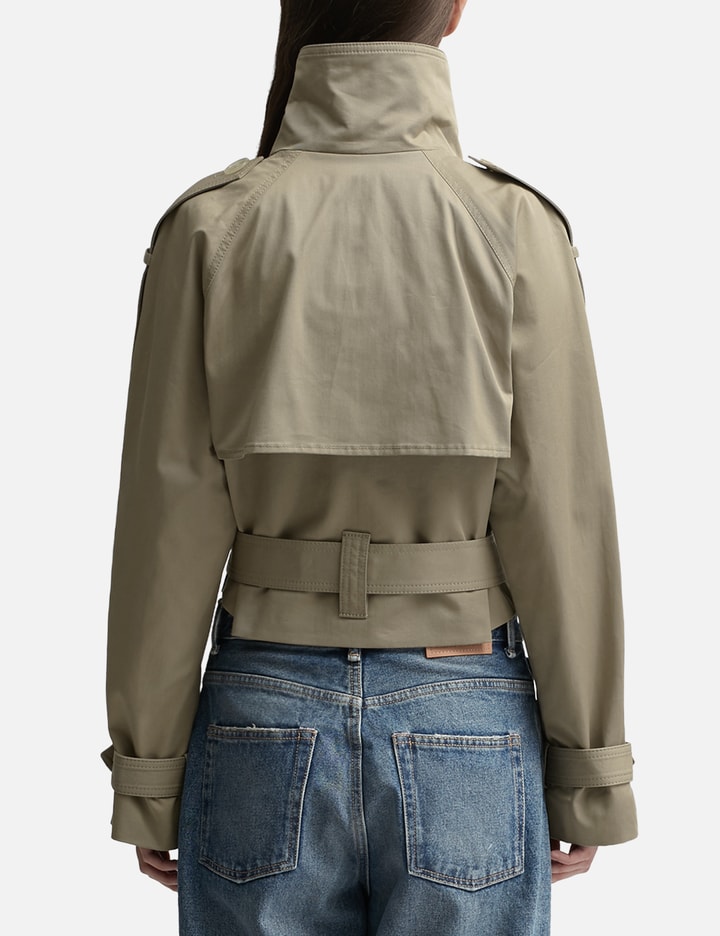 Shop Acne Studios Double Breasted Trench Jacket In Beige