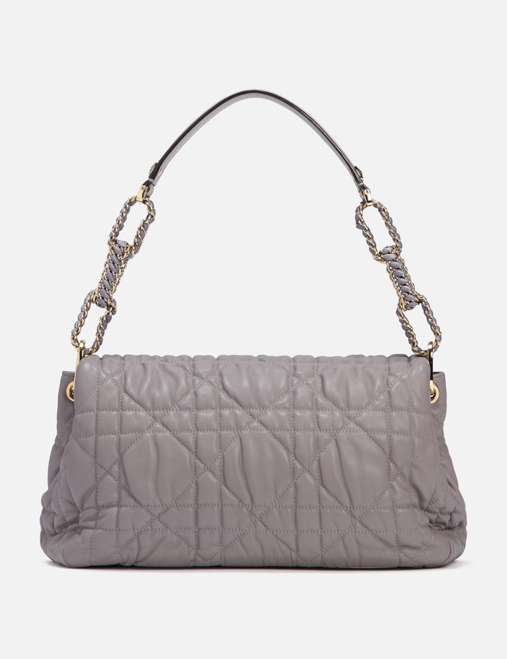 Shop Dior Cannage Flap Shoudler Bag In Grey