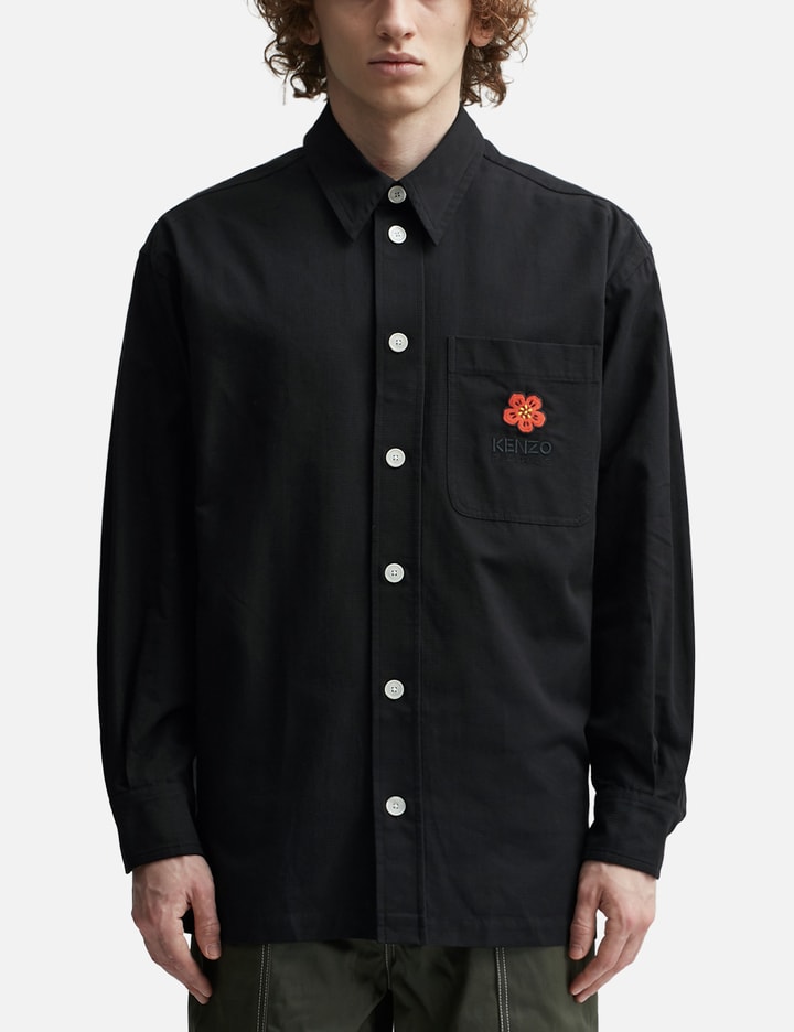 Shop Kenzo Oversized Boke Flower Embroidered Shirt In Black