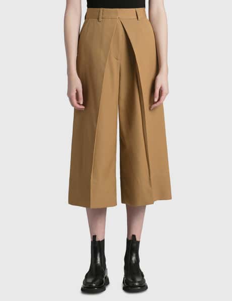 JW Anderson Pleat Front Wide Leg Cropped Trousers
