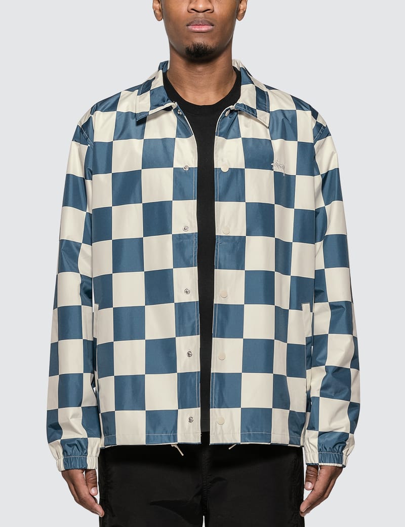 stussy checkered coach jacket