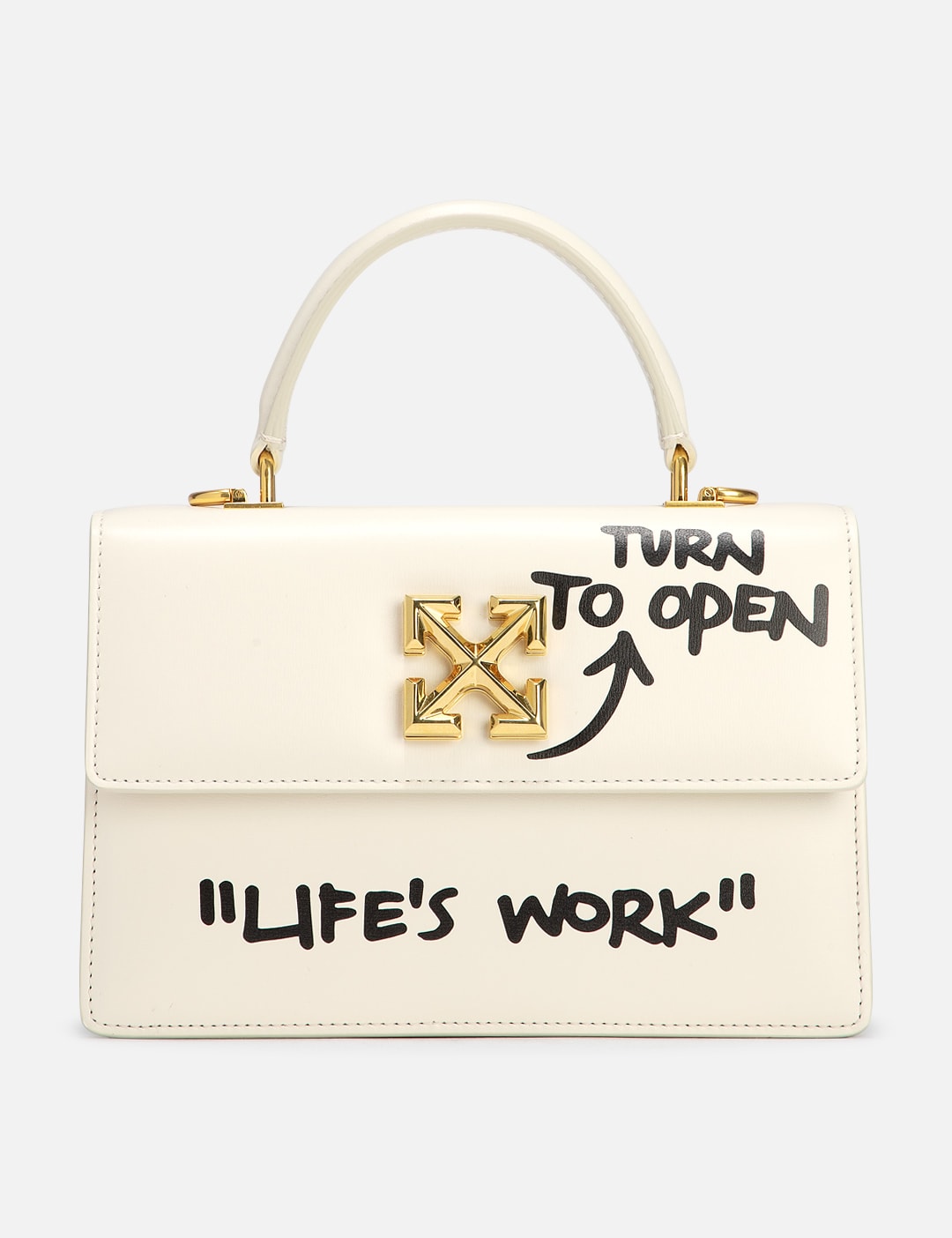 Off-White Jitney 1.4 Quote Leather Top-Handle Bag