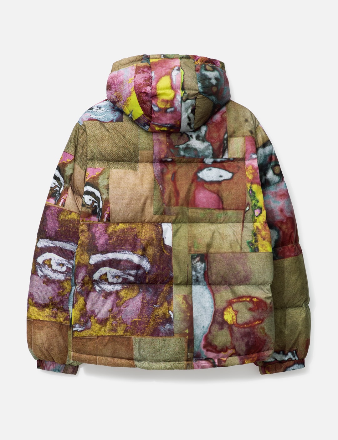 Printed Faces Collage Puffer Jacket view 11