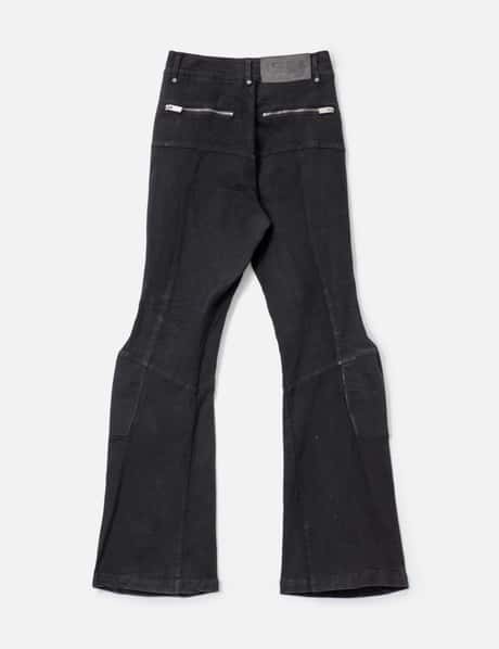Padded Flared Black Denim Pants view 8