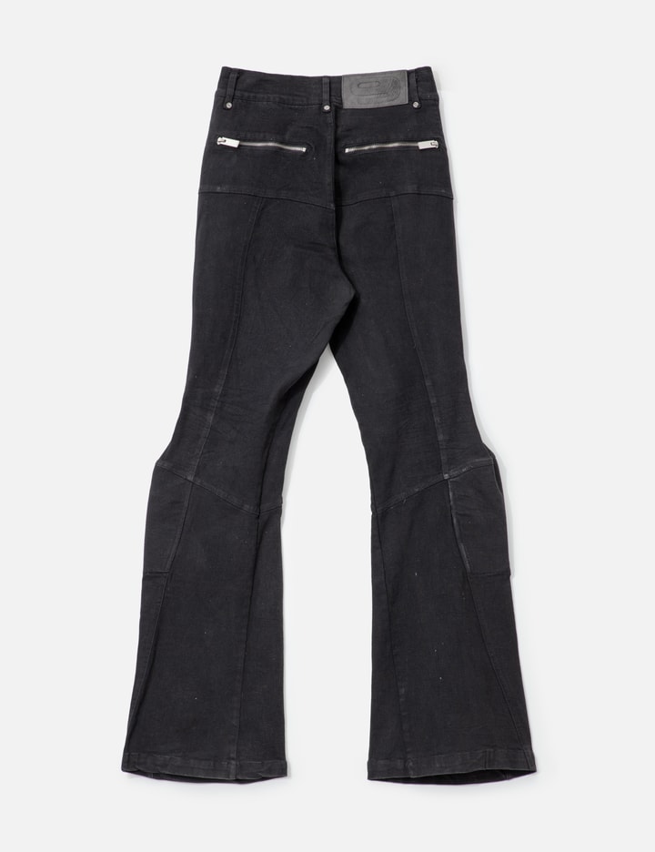 Padded Flared Black Denim Pants Placeholder Image