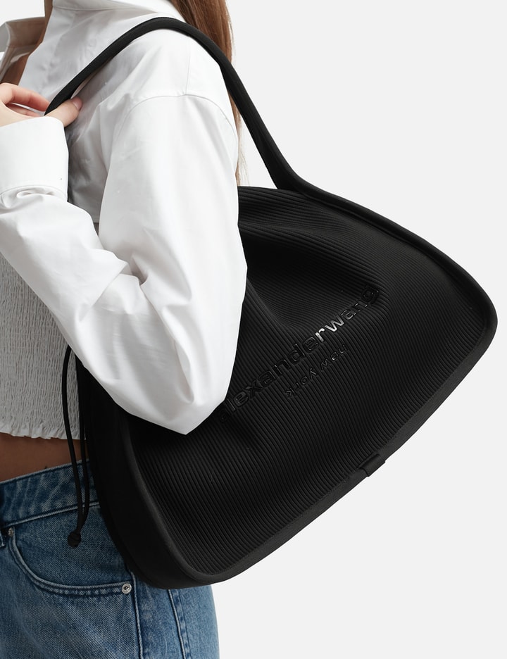 Alexander Wang Ryan Ribbed-knit Top Handle Bag In Black