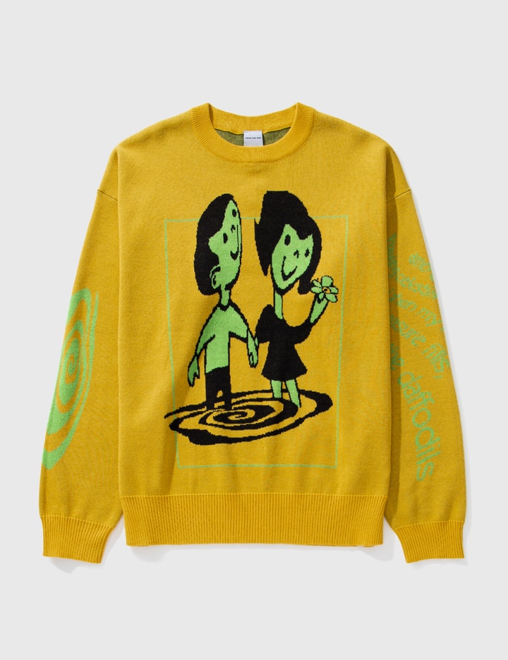 Perks And Mini Green Park People Knitted Crewneck Sweatshirt In Yellow