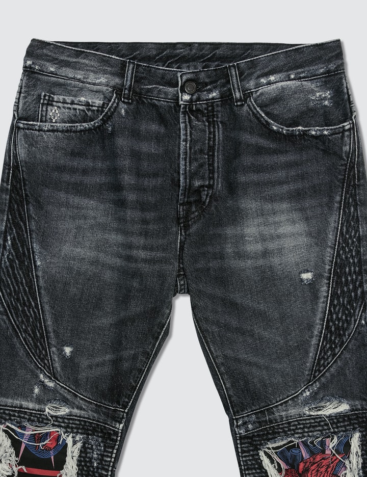 Light Wash Skull Biker Jeans Placeholder Image