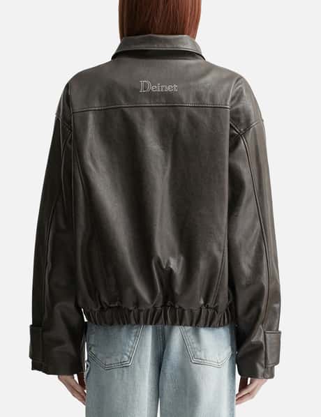 Faux Leather Bomber Jacket view 9