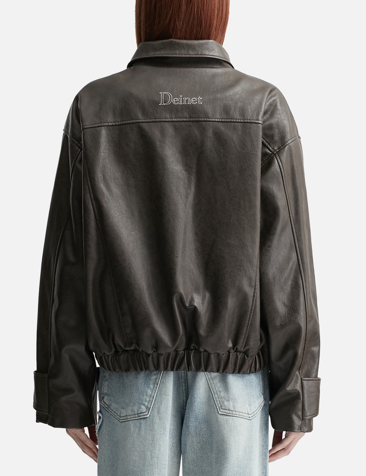 Deinet Faux Leather Bomber Jacket In Brown