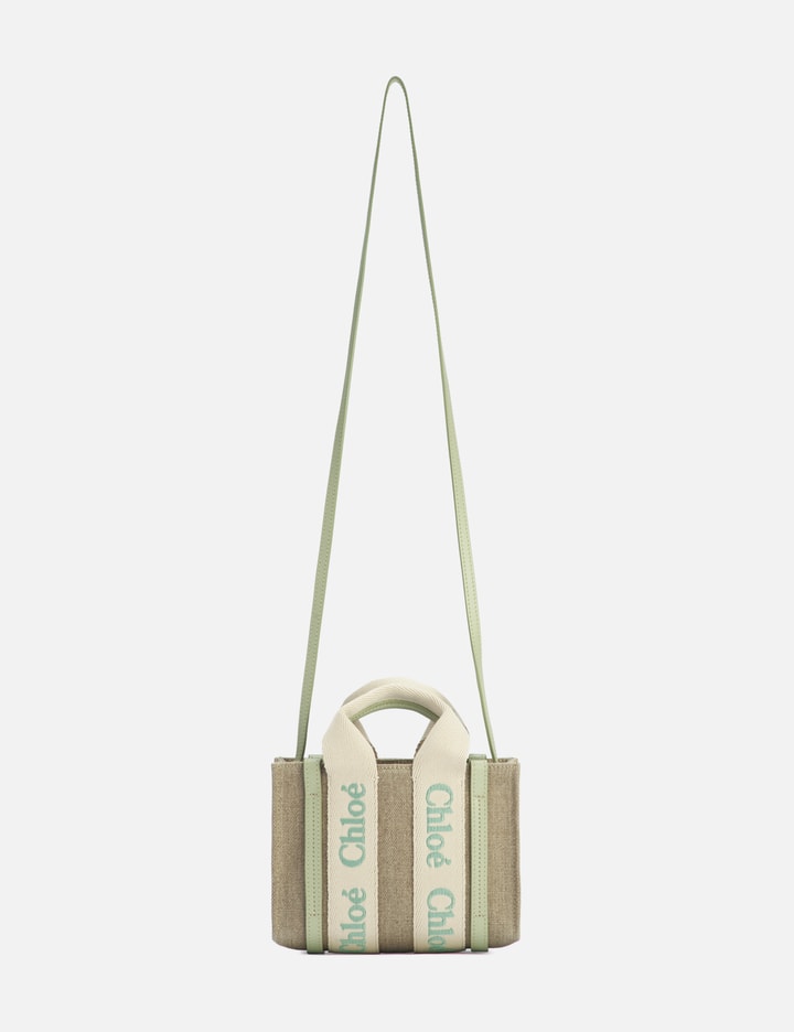 Mini Woody Tote Bag In Linen & Leather Placeholder Image