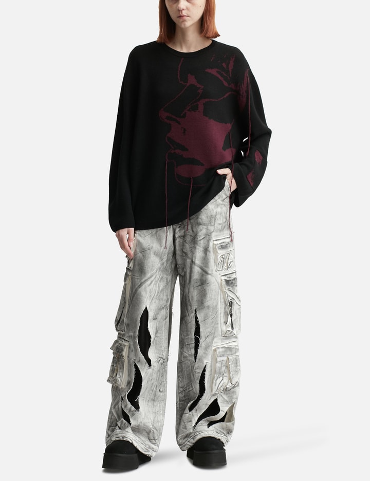 Waxed White Cargo Trousers Placeholder Image