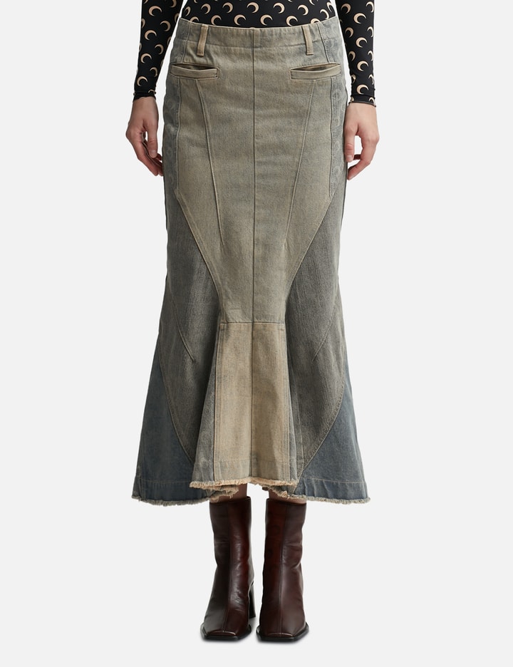 REGENERATED DENIM FLARED SKIRT REGENERATED DENIM FLARED SKIRT