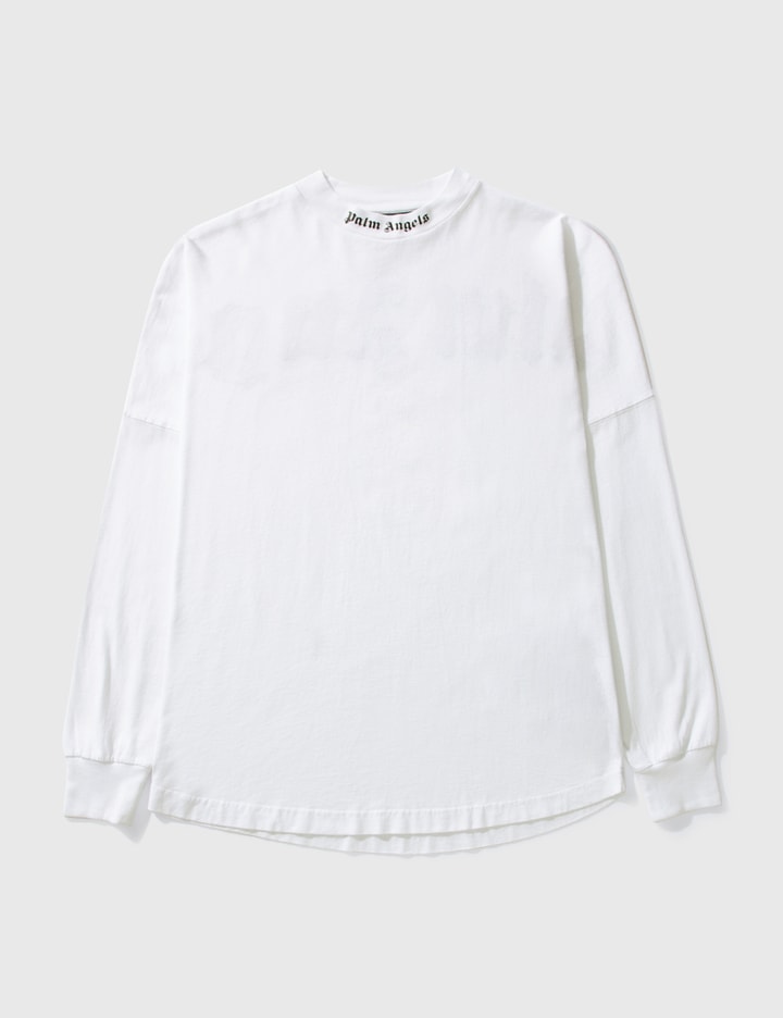 Palm Angels Doubled Logo Oversized Long Sleeve T-shirt In White
