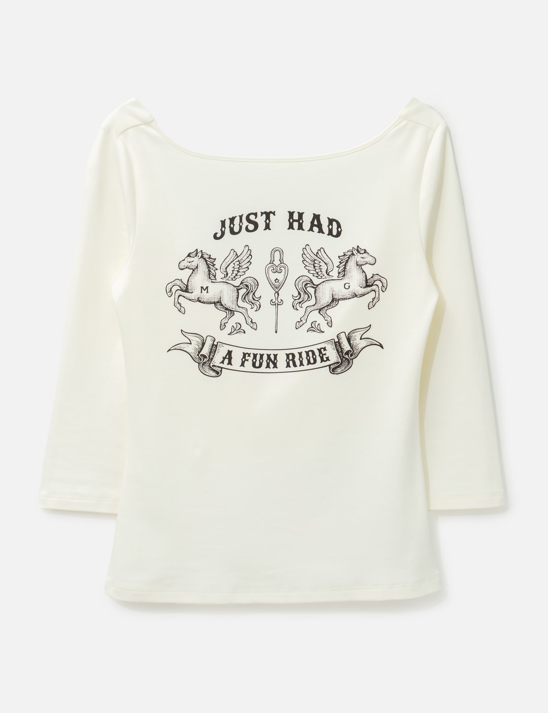 Fun Ride Printed White 3/4 Sleeve Cowl Neck Backless Top view 7
