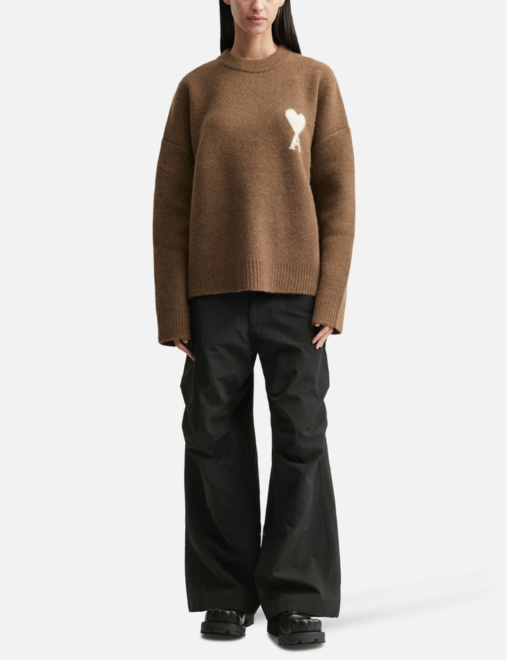 Ami Alexandre Mattiussi Brown Alpaca Ami De Coeur Crewneck Sweater Brown In Brown