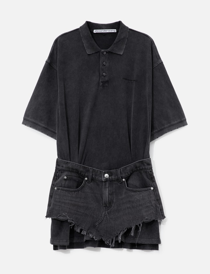알렉산더왕 Layered Polo Mini Dress With Reconstructed Denim Skirt