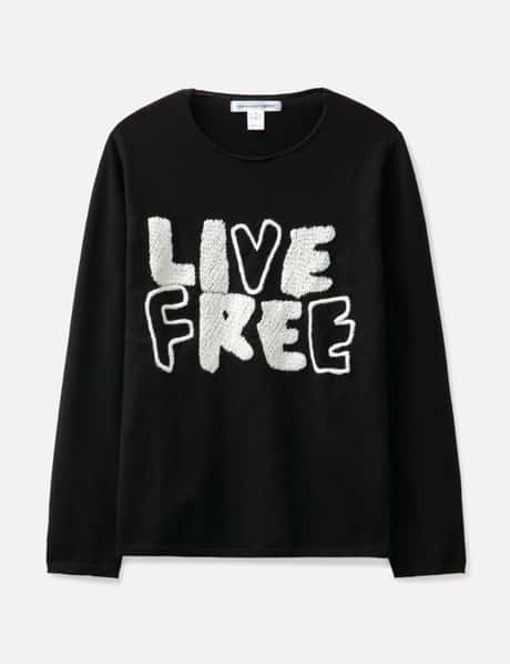 CDG SHIRT "LIVE FREE" Long Sleeve Knit Sweater