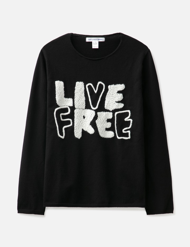 "LIVE FREE" Long Sleeve Knit Sweater Placeholder Image