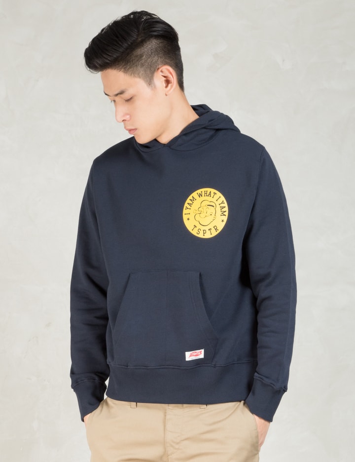 Navy Popeye Patch Print Hoodie Placeholder Image