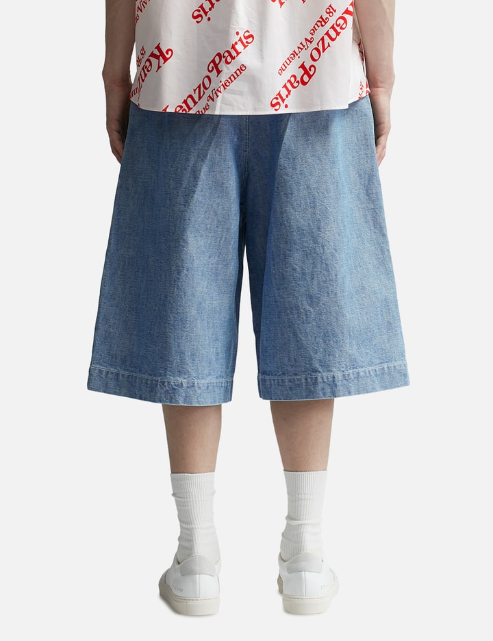 Shop Kenzo Military Denim Shorts In Blue
