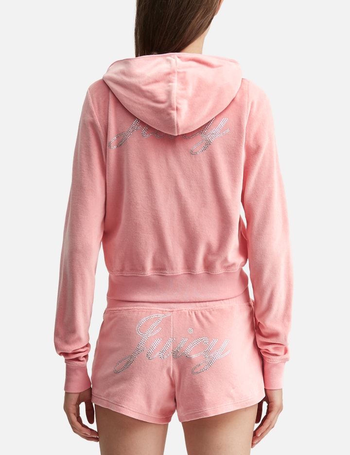 Sporty & Rich Sporty & Rich X Juicy Couture Script Velour Zip Hoodie
