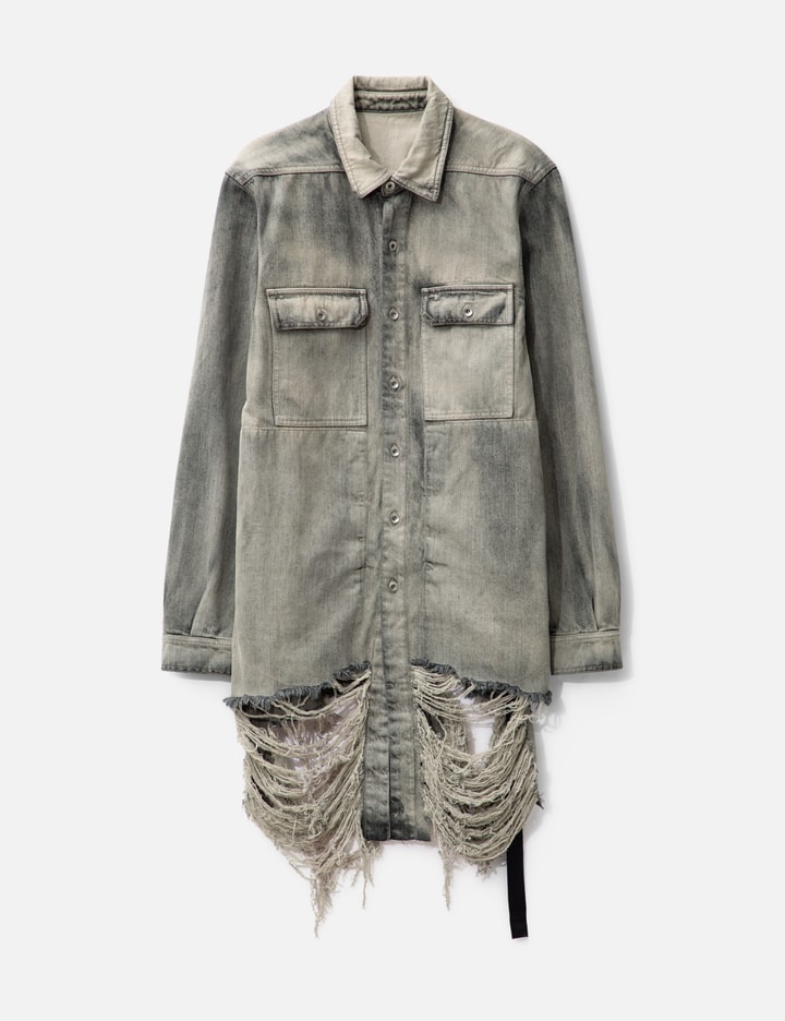 Rick Owens Drkshdw Mineral Denim Outershirt In Grey