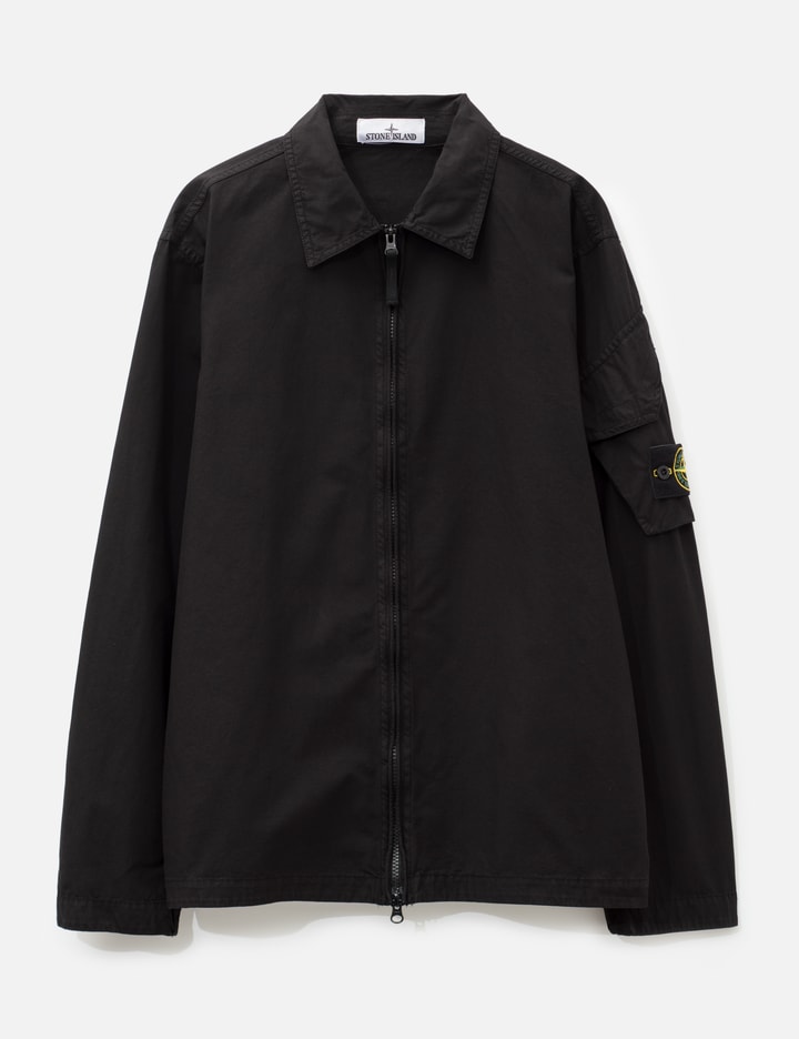Stone Island Canvas Weave Arm Pocket Zip-Up Shirt