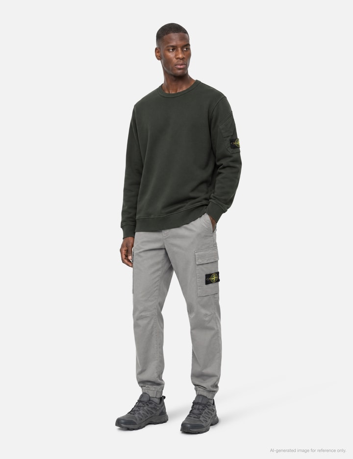 Stone Island Stretch Organic Broken Twill Cotton 'Old' Effect Cargo Trousers
