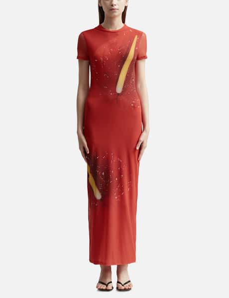 loewe red dress New Women's LOEWE Red Cotton Knitted Polo Dress Size L