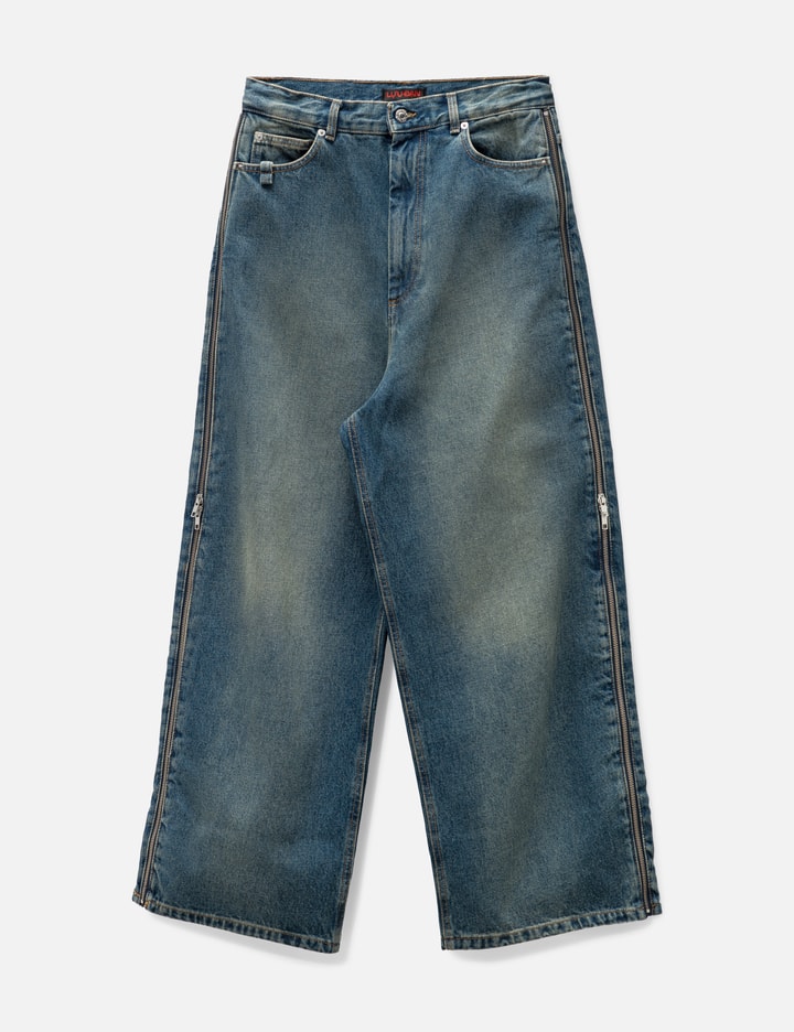 Lựu Dạn Side Zip Jeans In Blue