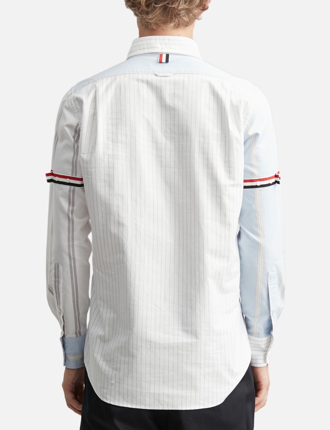 Funmix Shirt With Grosgrain Armbands In Pinstripe Oxford view 13