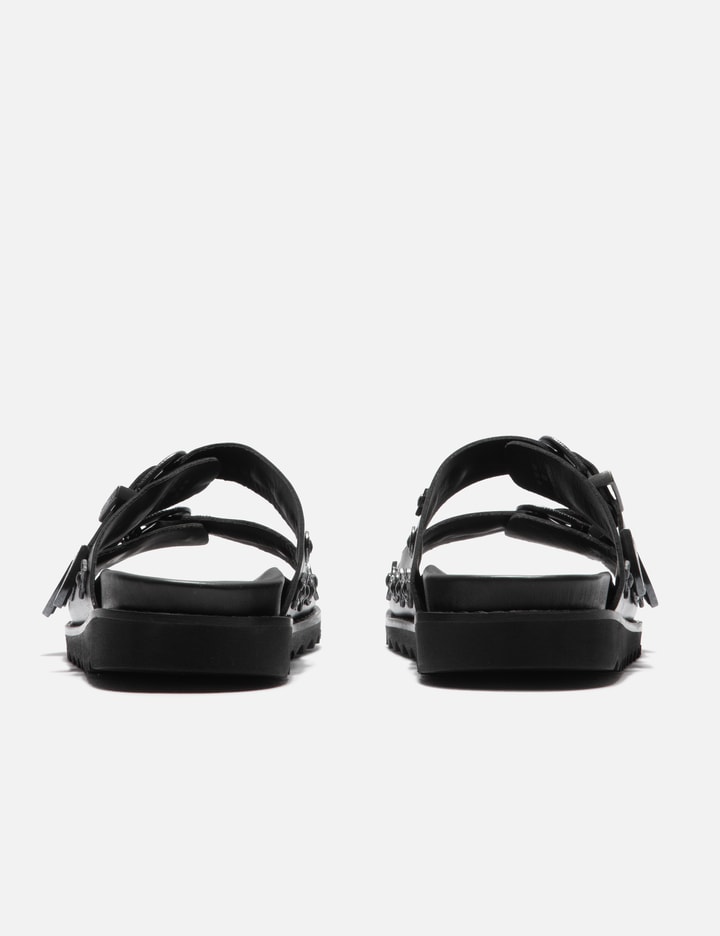 BLACK LEATHER GUNMETAL HARDWARE SANDAL Placeholder Image