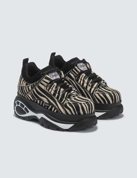 Buffalo London - Zebra Fur Low Top Platform Sneakers | HBX