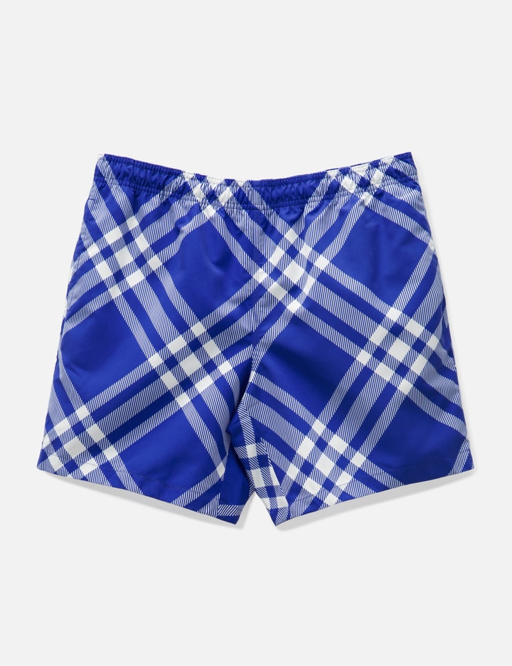 Shop Burberry Check Swim Shorts In Blue