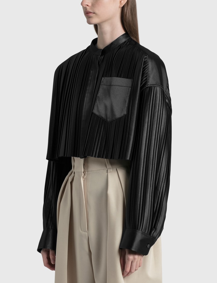 Band Collar Pleated Shirt Blouse Placeholder Image