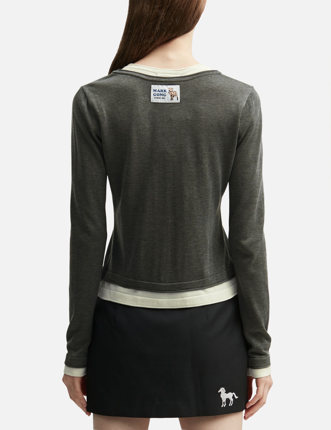 Grey White Layered Knit Top view 19