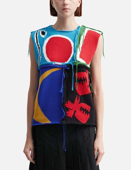 Charles Jeffrey Loverboy PATCH CABLE KNIT VEST