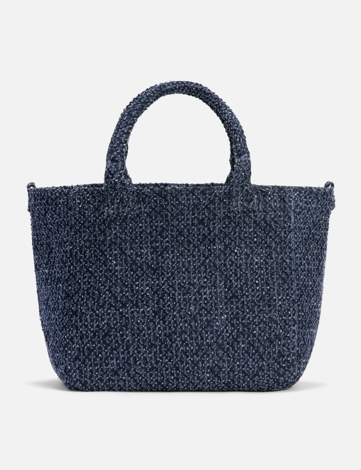 Ganni SMALL TRAPEZE SHOPPER BEAR TWEED DENIM