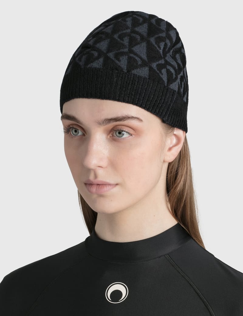 Moon Lozenge Textured Knit Beanie 
