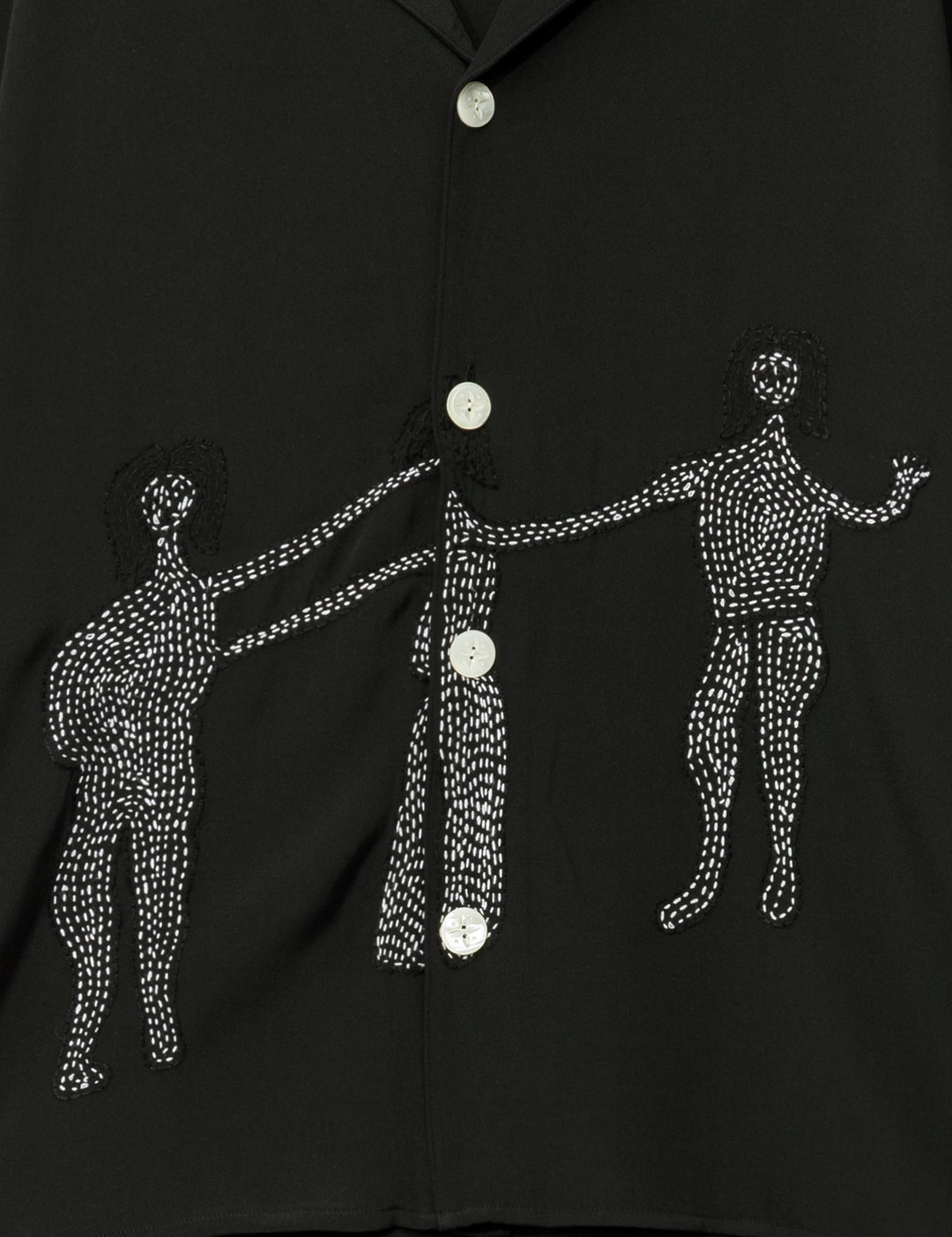 Black Short Sleeve Dancing Woman Silk Shirt view 18