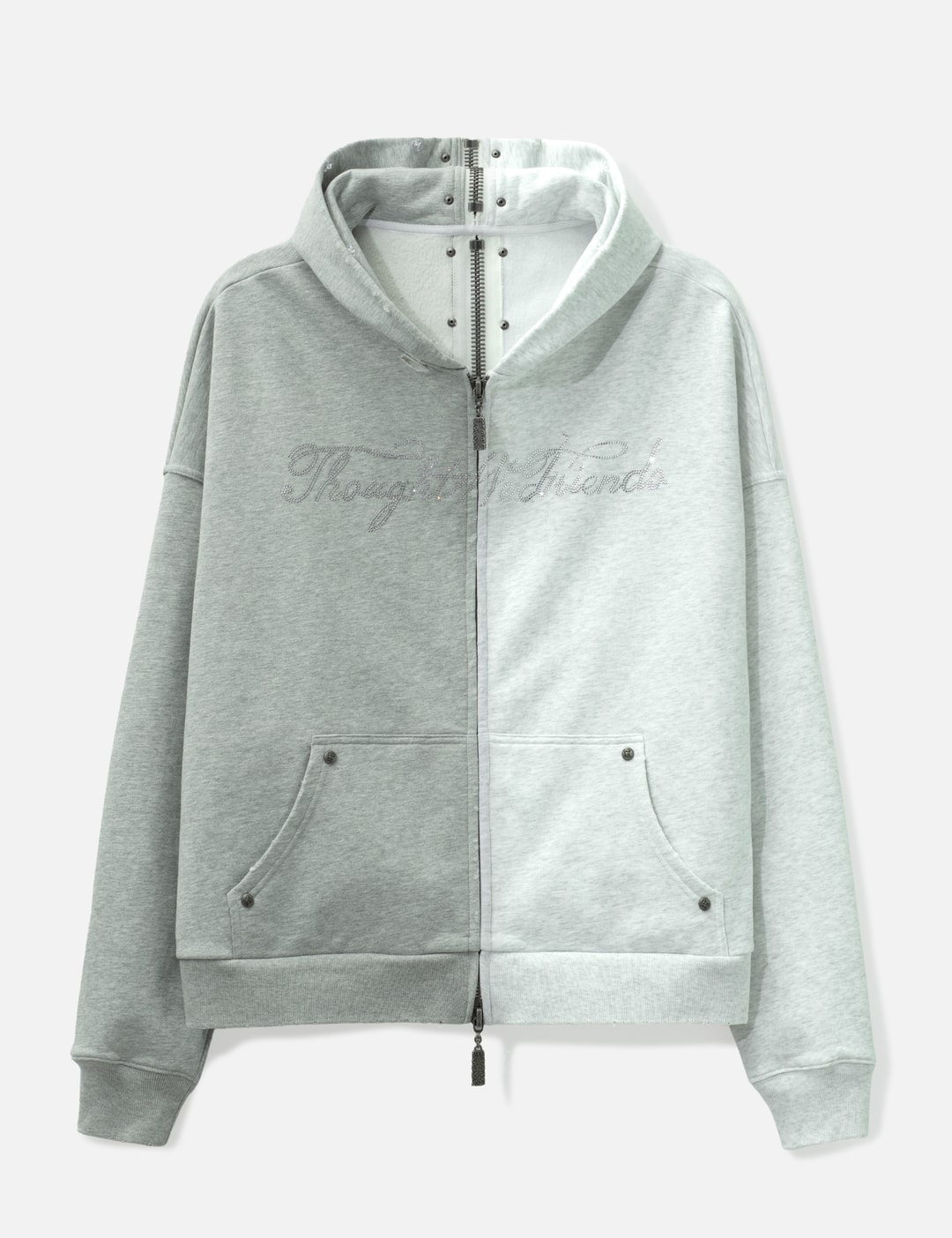 "Nyra" Two-Toned Zip-Up Hoodie With Detachable Fur Trim Hood view 15