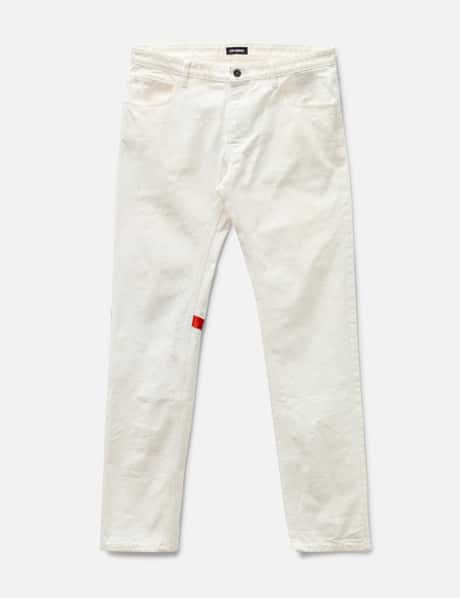 Raf Simons White Jeans with Red Strap
