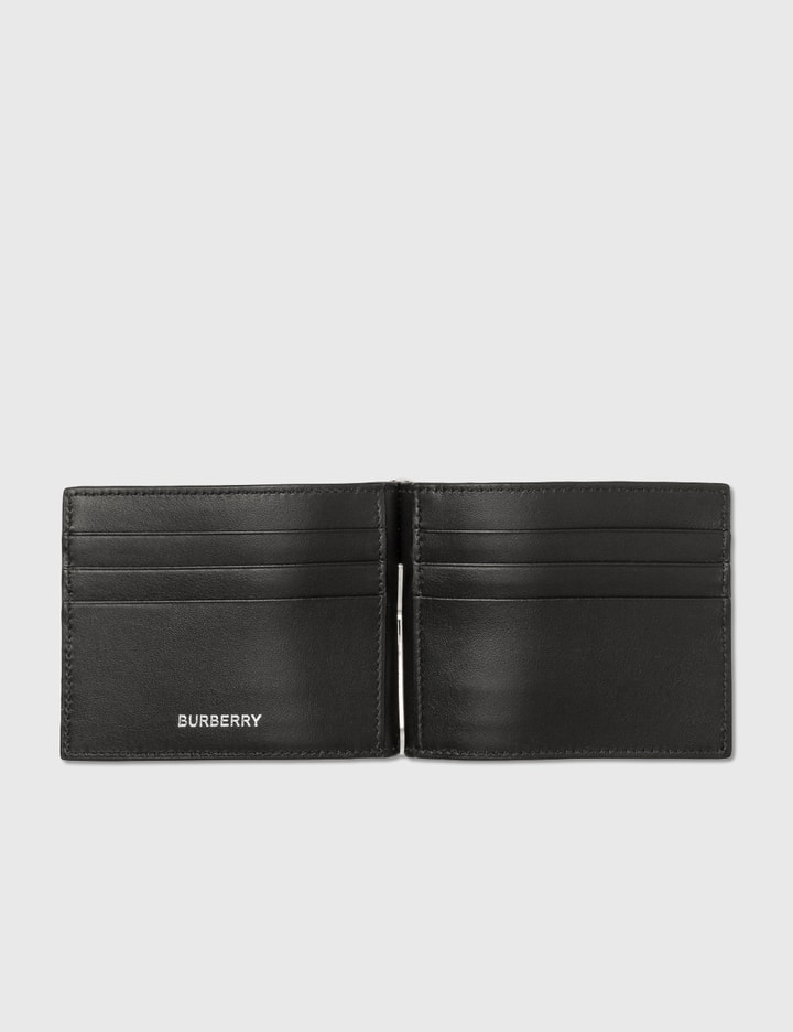 BURBERRY Check And Leather Money Clip Card Case