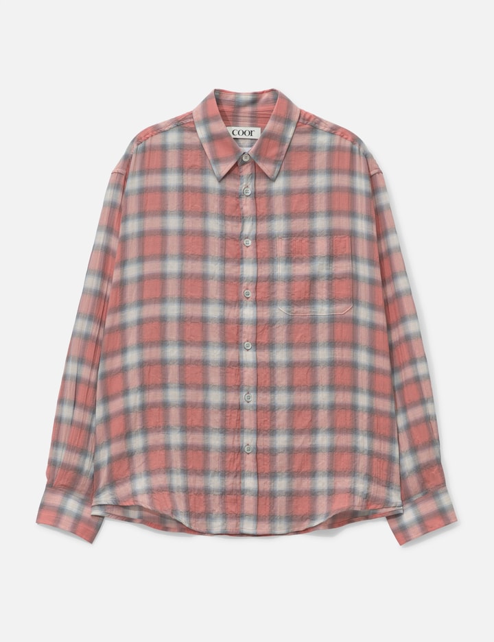 COOR Seersucker Ombre Checkered Shirt