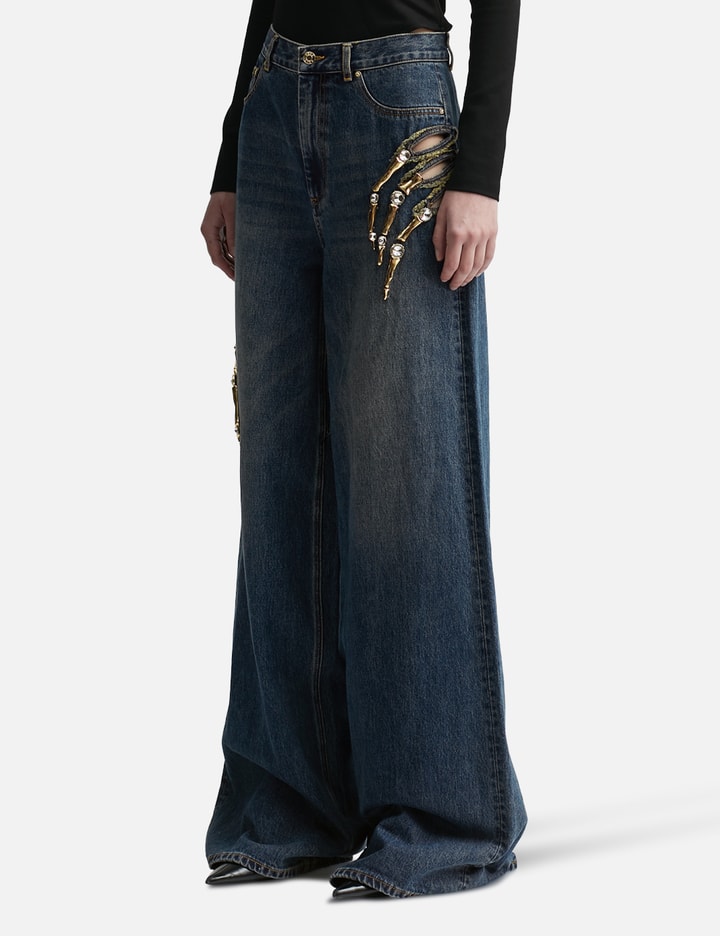 Shop Area Claw Cut-out Relaxed Jeans In Blue