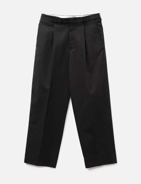YOKE Tencel Cotton Twill 1 Pleated Wide Tapered Trousers